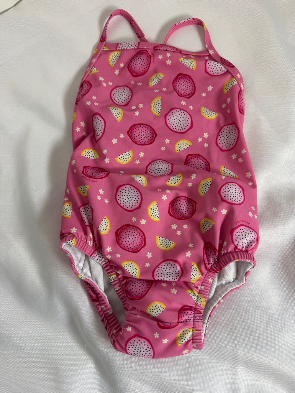 Green Sprouts Pink Dragon Fruit Print One-Piece Swimsuit 24 months